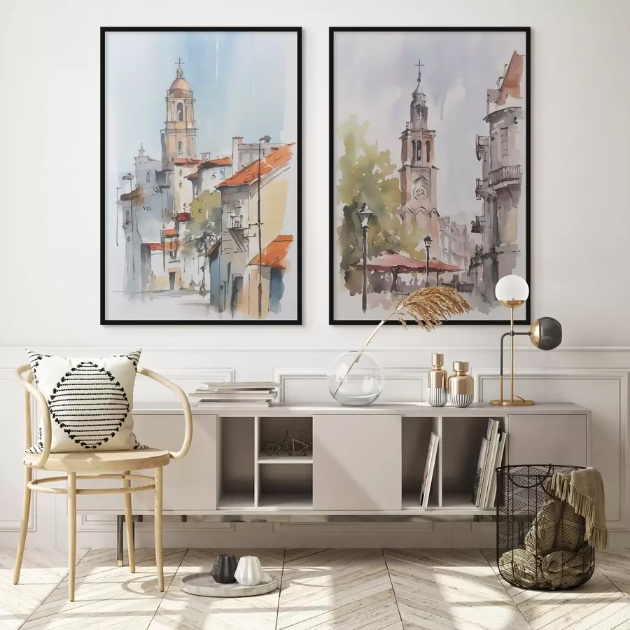 fotószőnyeg Városi táj utánzat akvarell d00832