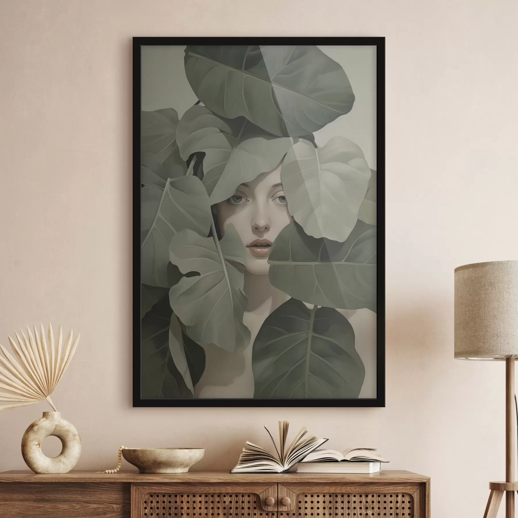 fotószőnyeg Lombok között álló lány portréja f47331