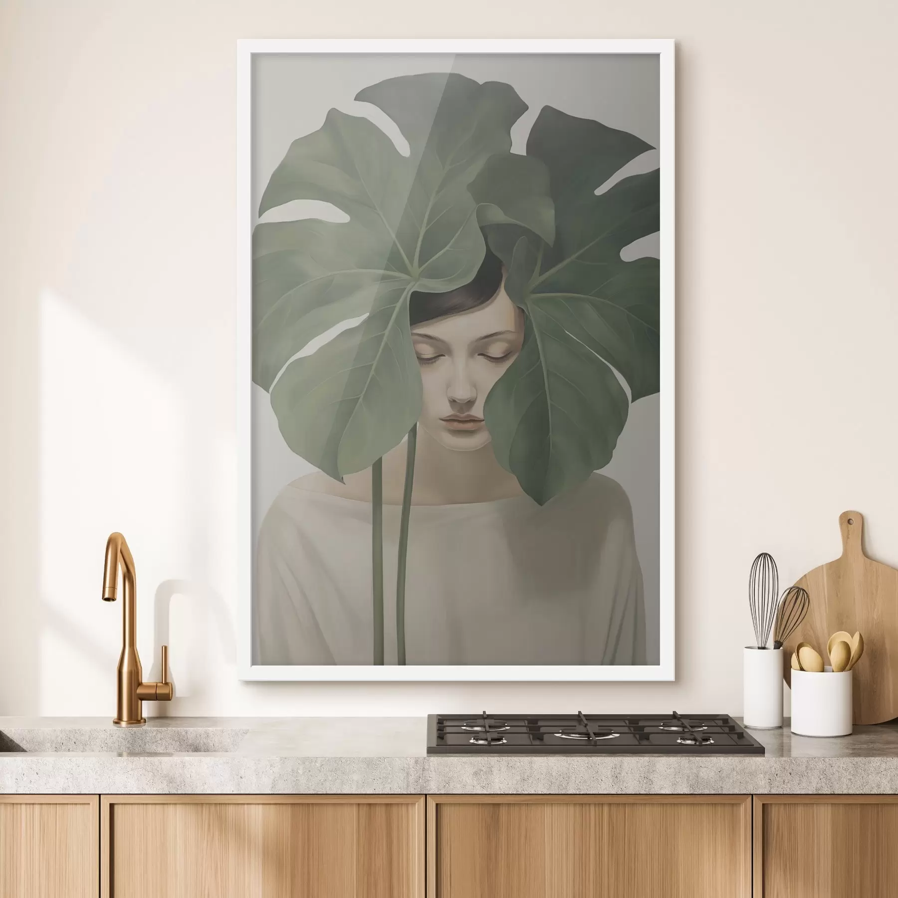 fotószőnyeg Lány trópusi levelekkel f47335