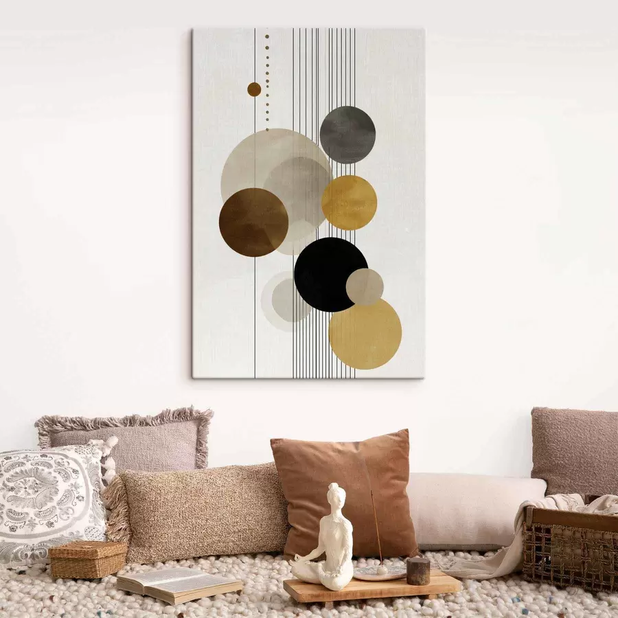 fotótapéta absztrakció körökkel és vonalakkal meleg színekben s47237