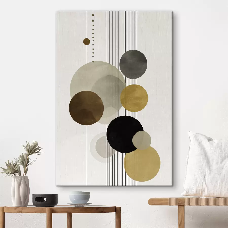 fotótapéta absztrakció körökkel és vonalakkal meleg színekben s47237