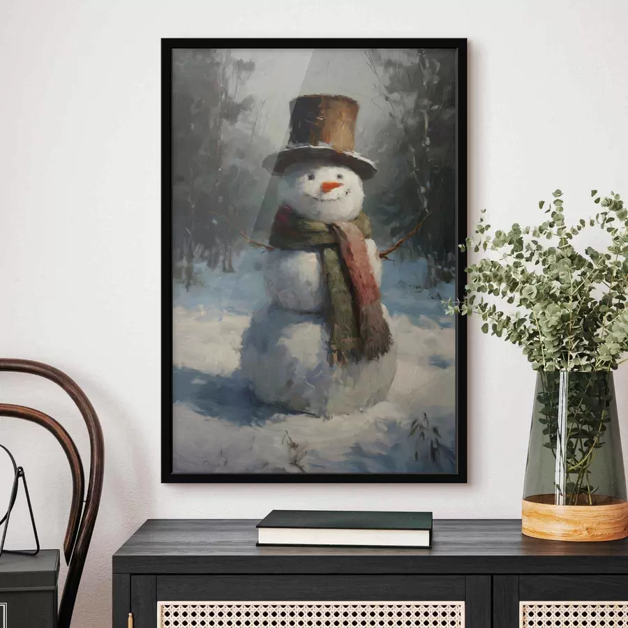 fotószőnyeg olajfestmény stílusú hóember f47116