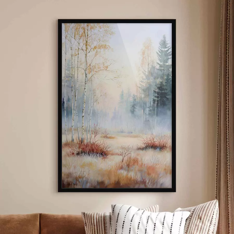 fotószőnyeg táj első fagyok az erdőben f47129