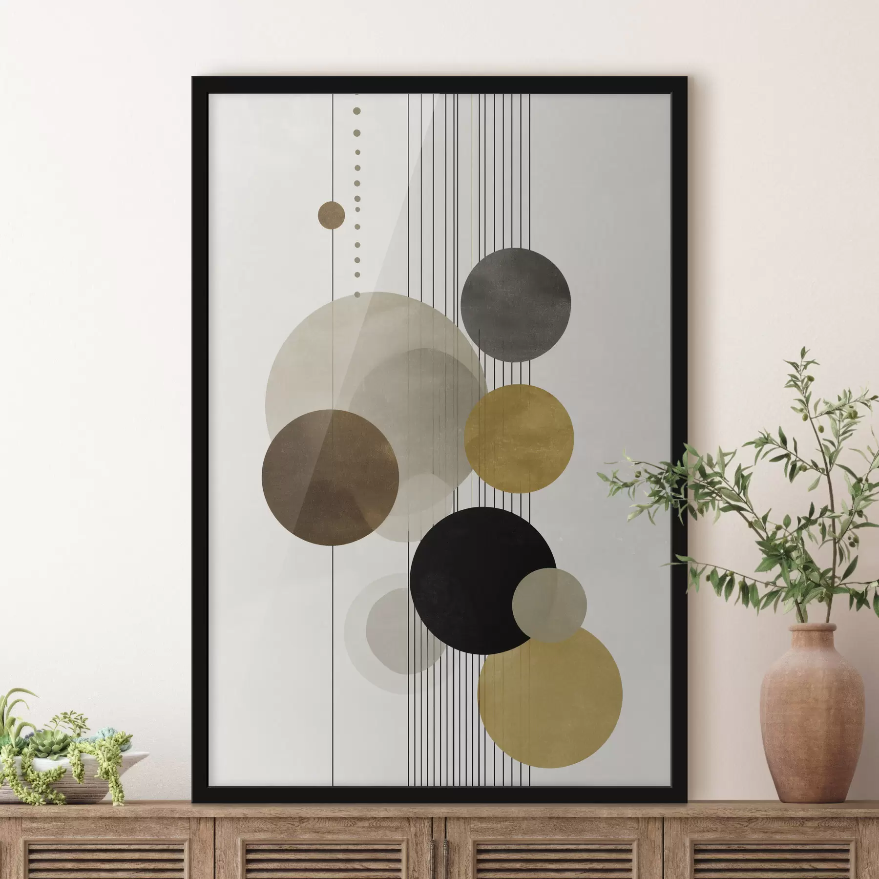 fotószőnyeg absztrakció körökkel és vonalakkal meleg színekben f47237