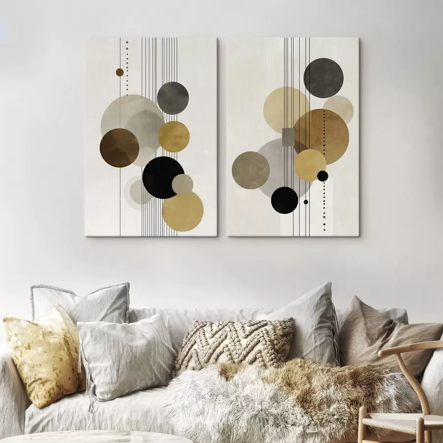 fotótapéta absztrakció körökkel és vonalakkal meleg színekben m01182