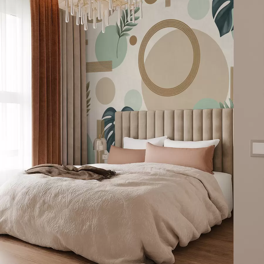 fotószőnyeg Geometrikus mintázat zöld színű levelekkel w05018v1