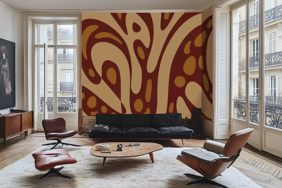 fotószőnyeg Absztrakt minta barna és bézs formákkal w05071v2