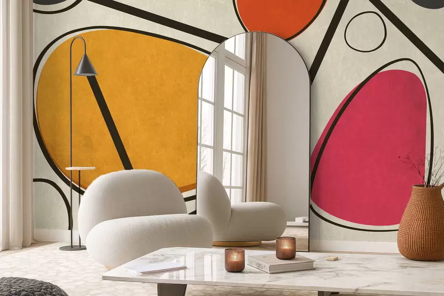 fotószőnyeg Absztrakt formák és vonalak merész színmezőkkel w05017