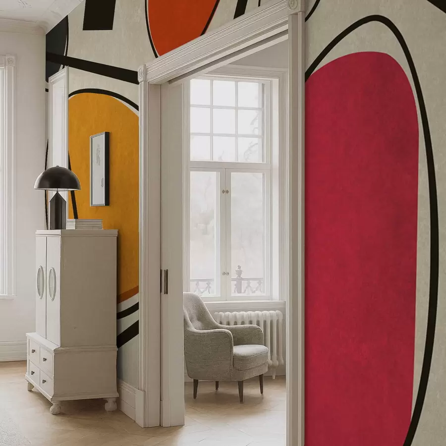 fotószőnyeg Absztrakt formák és vonalak merész színmezőkkel w05017