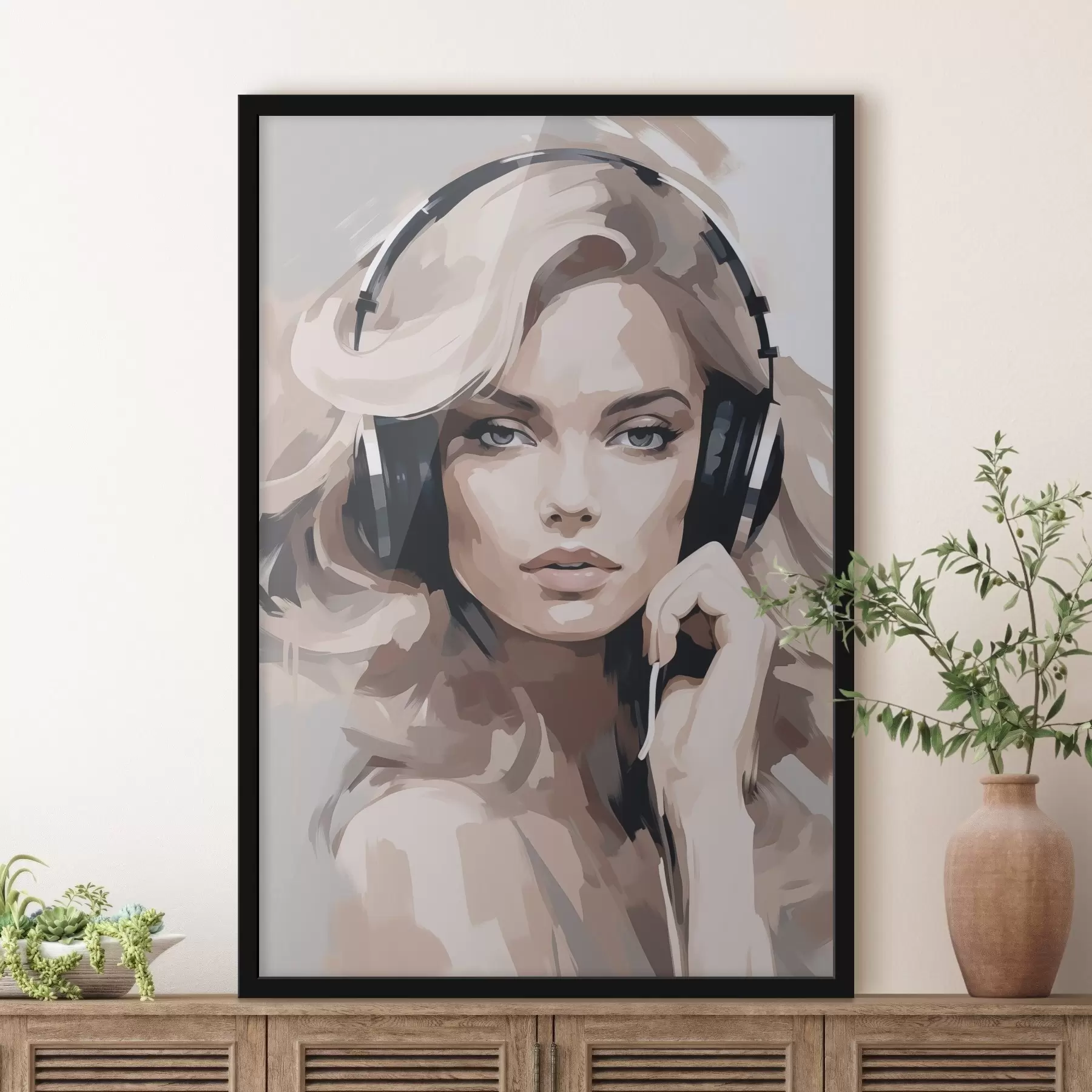 fotószőnyeg Portré egy fejhallgatóval rendelkező lányról f47410