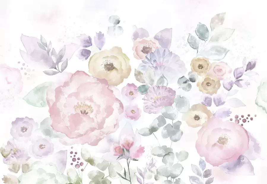 fotószőnyeg Lágy akvarell kompozíció virágokkal és levelekkel w05093