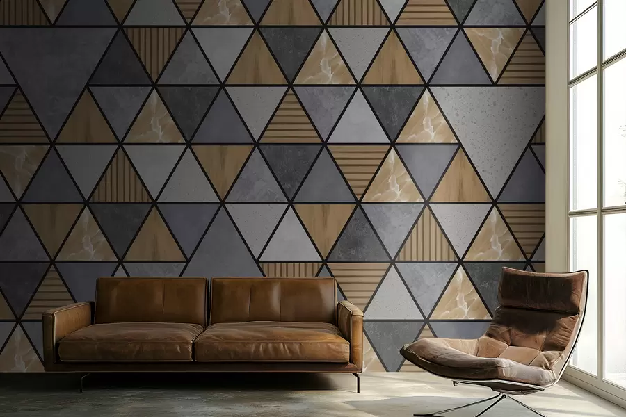 fotószőnyeg Háromszög alakú dísz semleges és meleg színekkel w05096v1