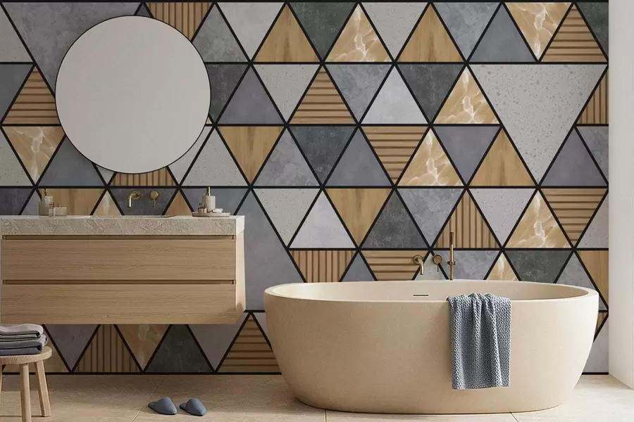 fotószőnyeg Háromszög alakú dísz semleges és meleg színekkel w05096v1