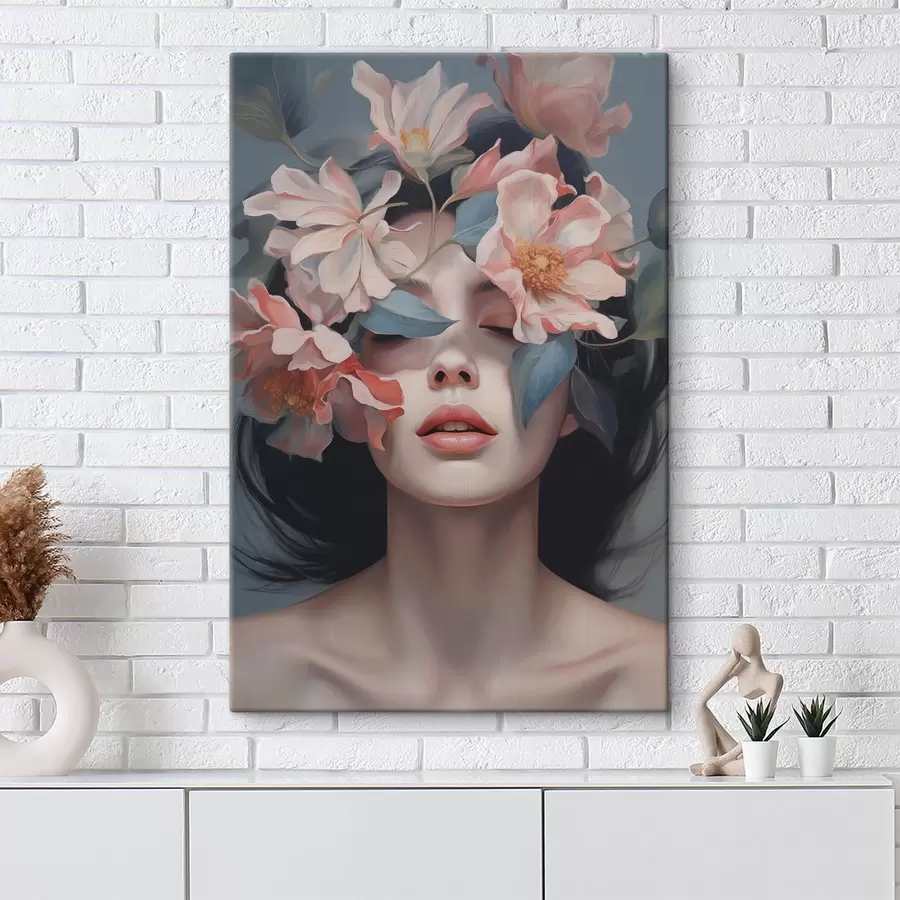 fotótapéta Absztrakt női portré virágokkal s47488