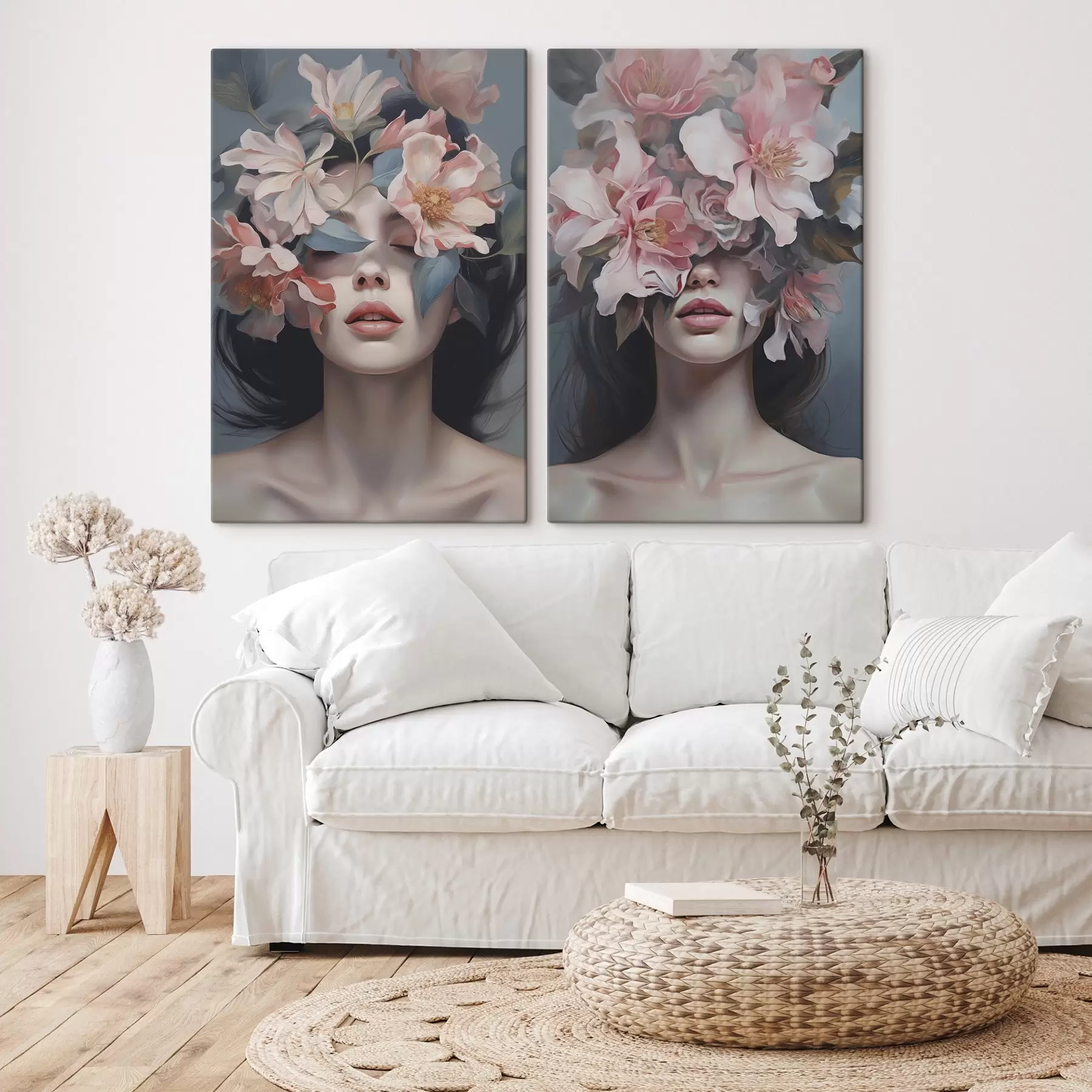 fotótapéta Absztrakt női portré virágokkal m01221