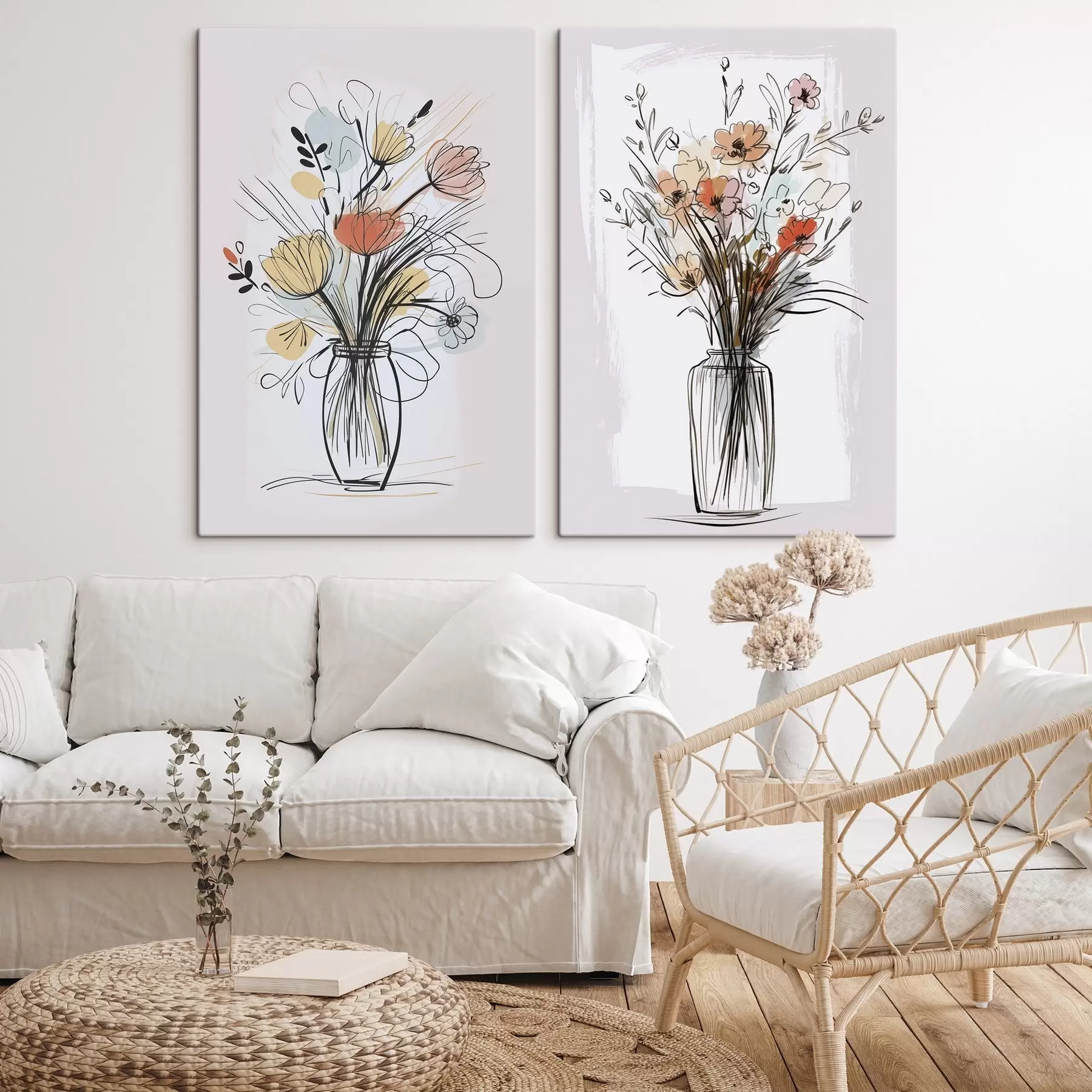 fotótapéta Virágok vázában, rajz utánzat m01224