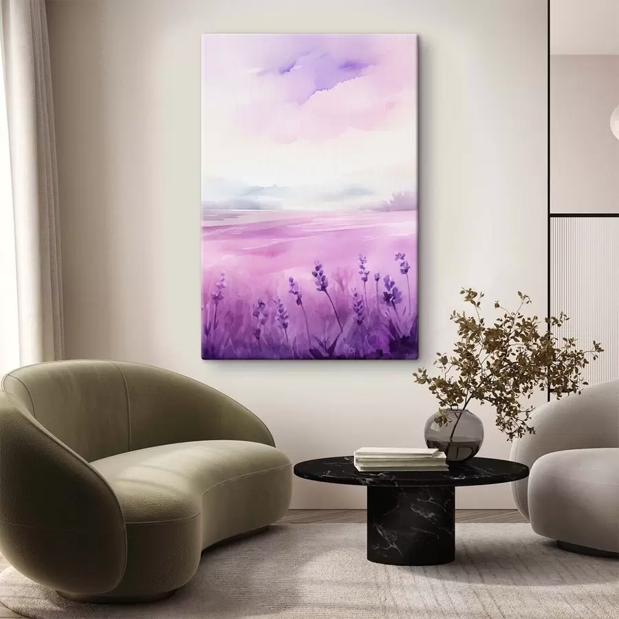 fotótapéta Levendula mező, akvarell utánzat s47109