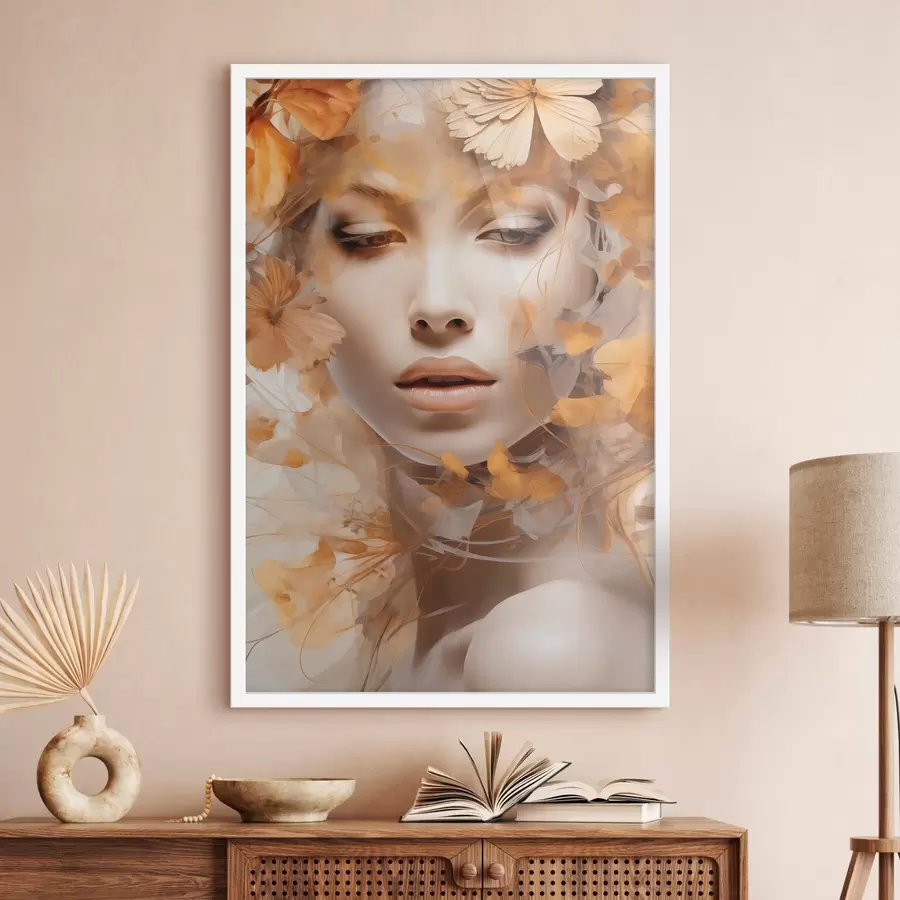 fotószőnyeg Emberek, lány és virágok, utánzat szobor f47112