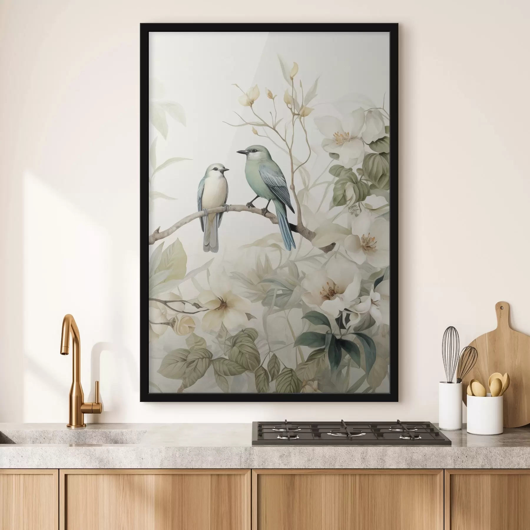 fotószőnyeg Két madár a jázmin ágain f46896