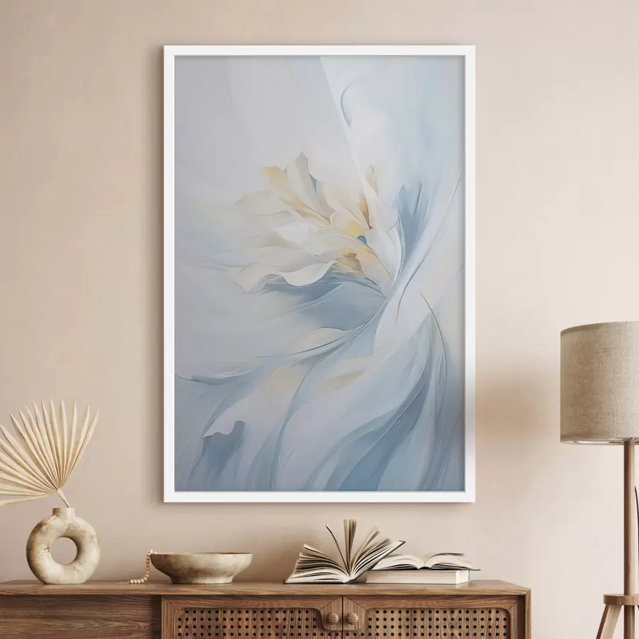 fotószőnyeg Absztrakt, finom, áttetsző szirmok, amelyek lágy megvilágításban és festői textúrával kifelé örvénylenek. f47436