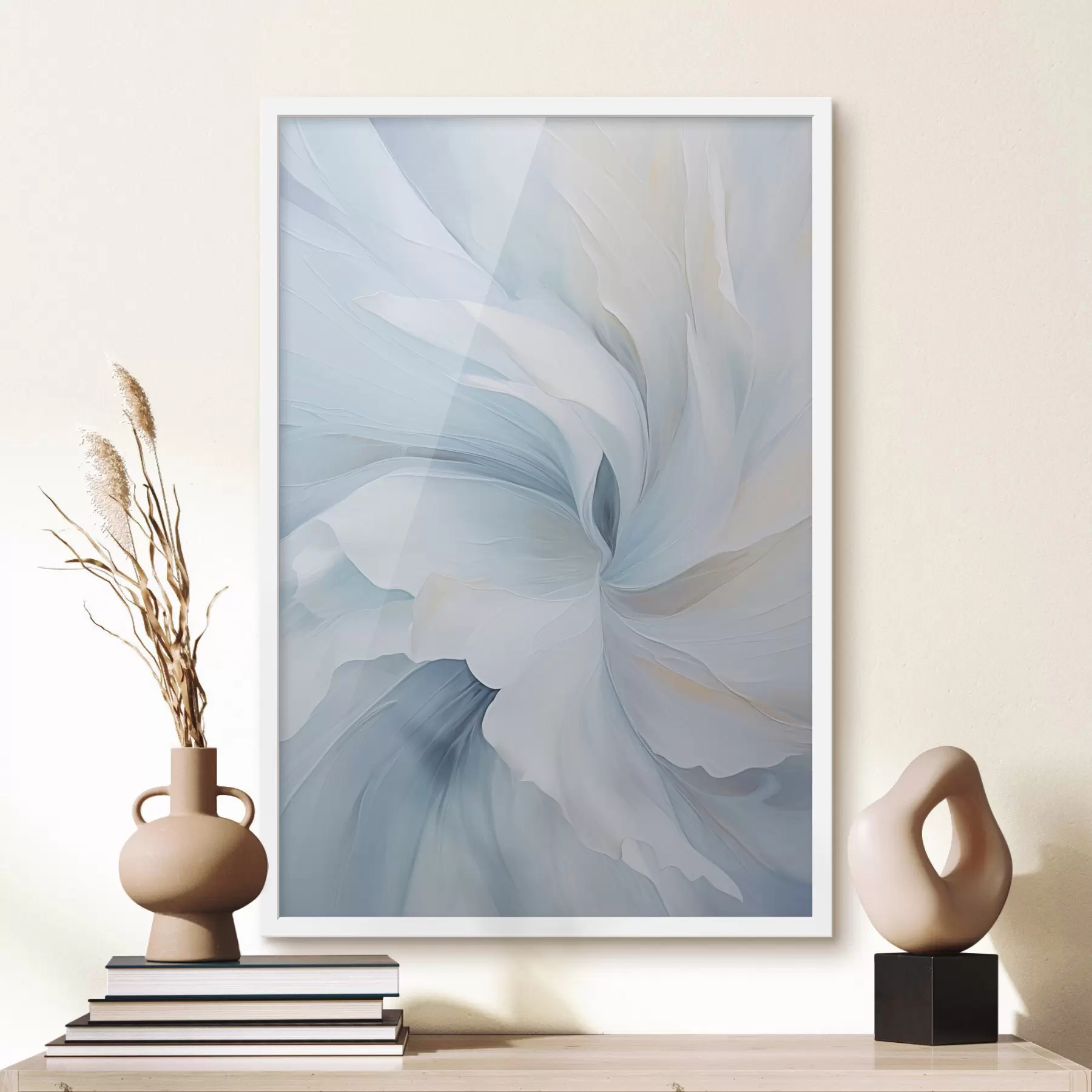 fotószőnyeg Absztrakt, finom, áttetsző szirmok, amelyek lágy megvilágításban és festői textúrával kifelé örvénylenek. f47437