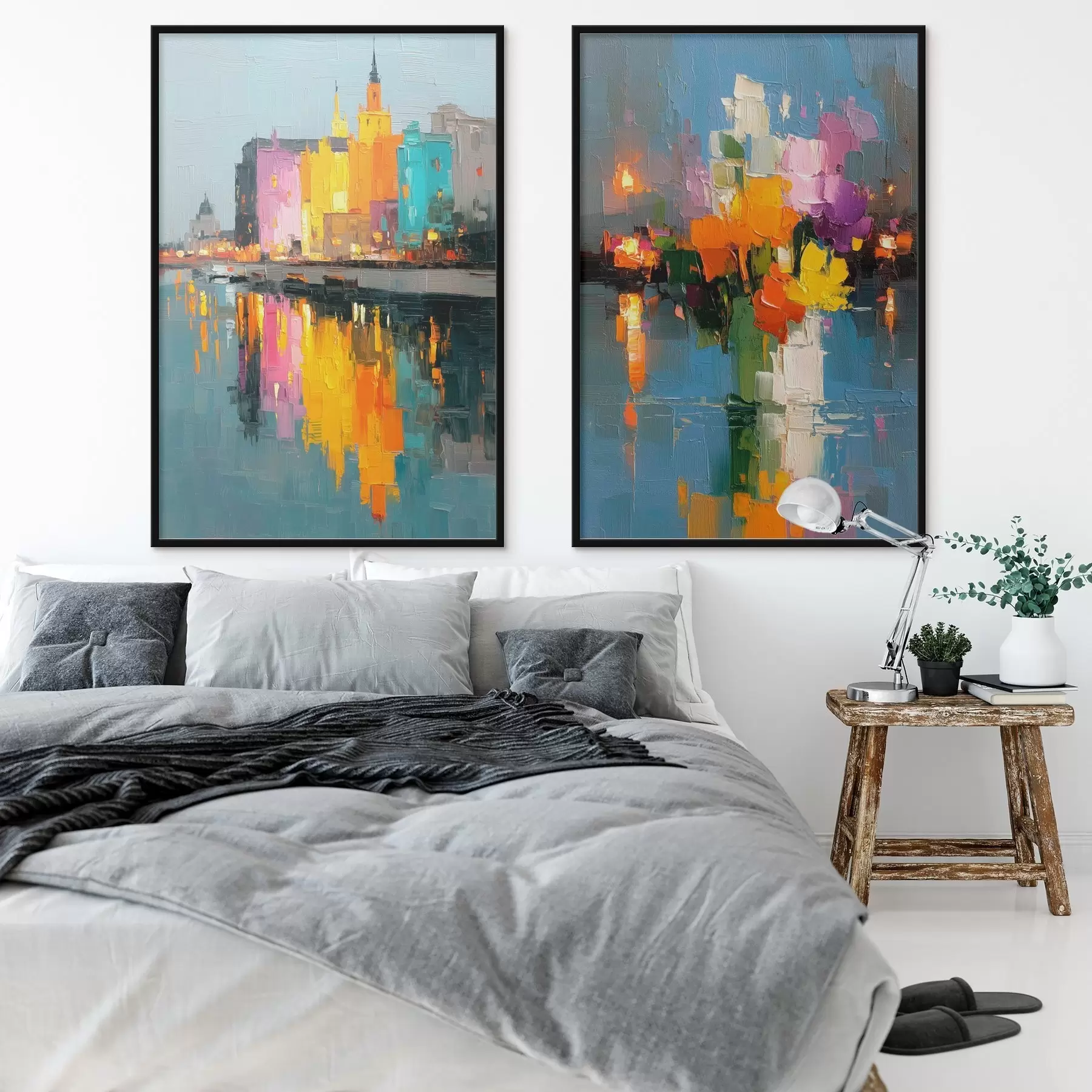 fotószőnyeg Városi dinamika: absztrakt kompozíció a folyón tükröződő fényekkel d00569