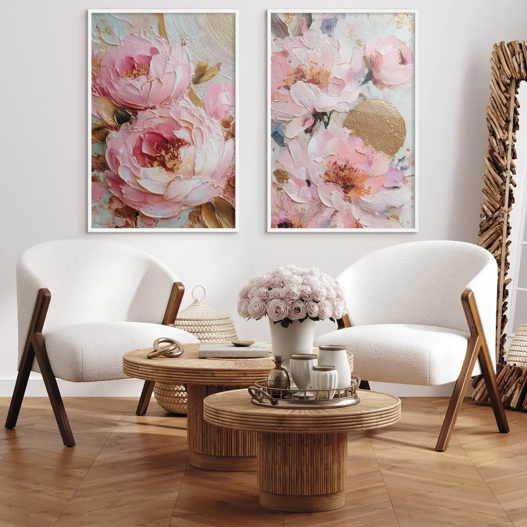 fotószőnyeg Volumetrikus impasto festmény rózsaszín bazsarózsákkal és texturált részletekkel d00573