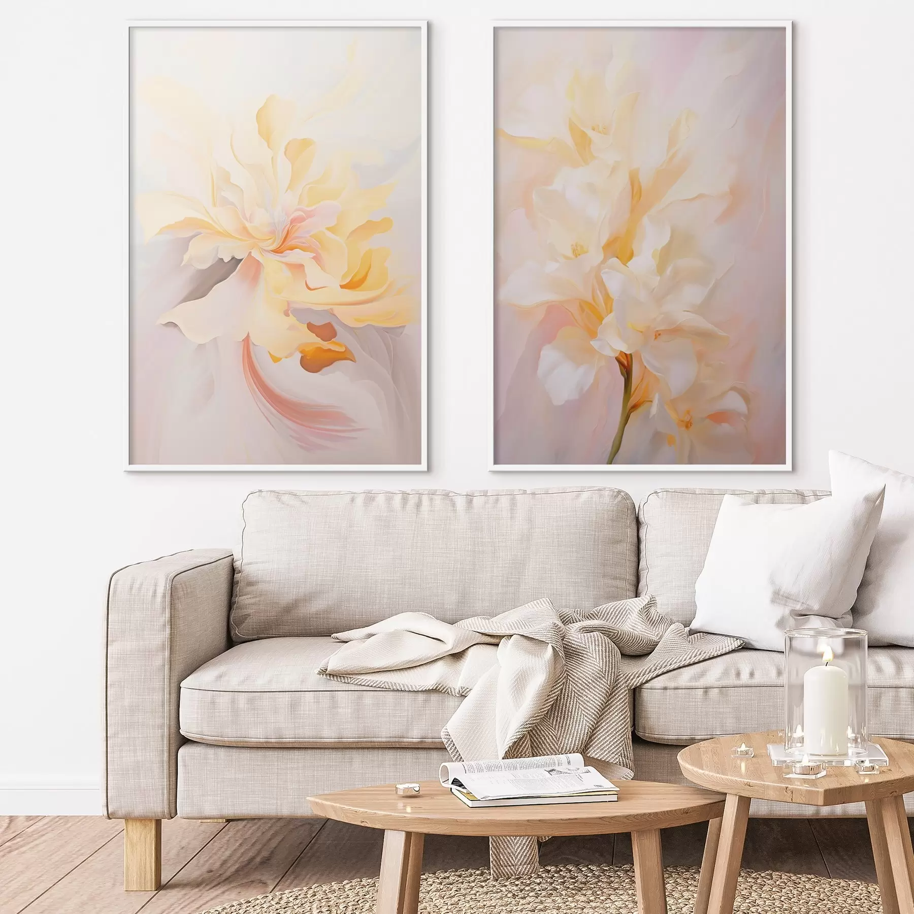 fotószőnyeg Finom diptichon akvarell stílusban, színes átmenetekkel d00576