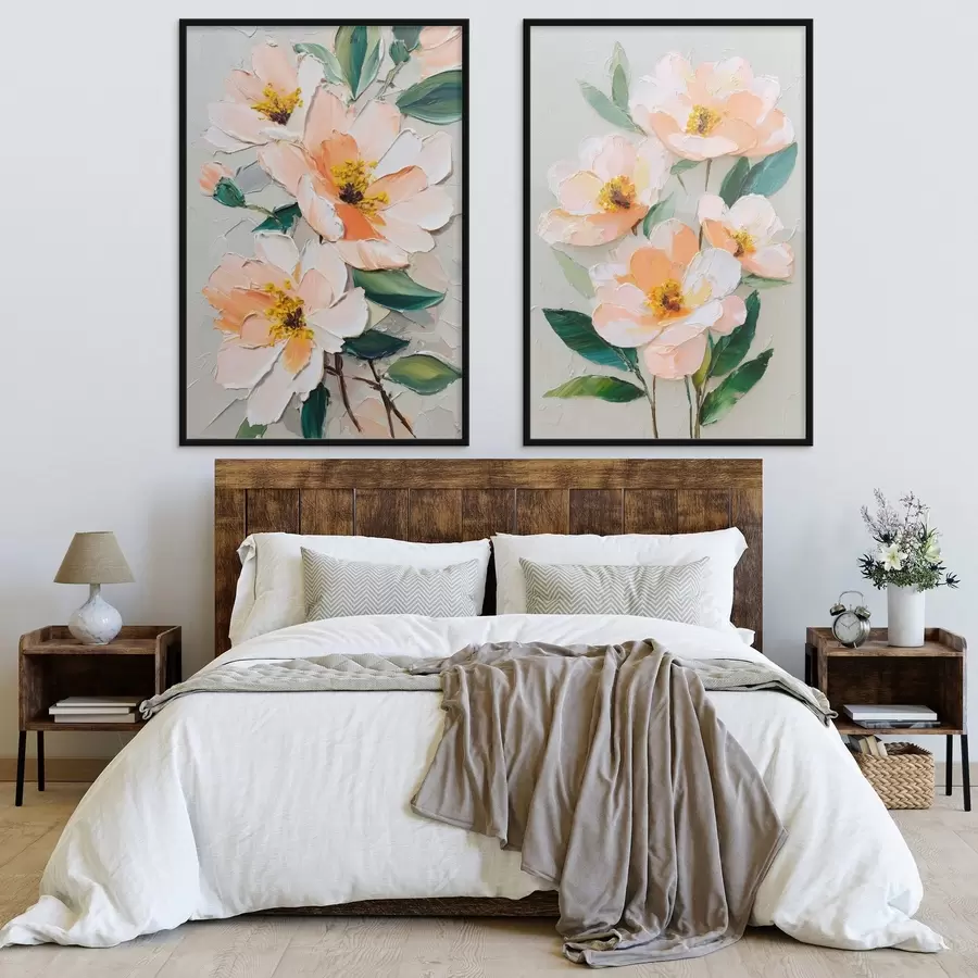 fotószőnyeg Impasto-stílusú festmény, amely egy nagy csokor és egyedi virágok kombinációját tartalmazza d00579