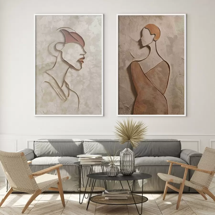 fotószőnyeg Relief sziluettek az emberek minimalista stílusban d00596