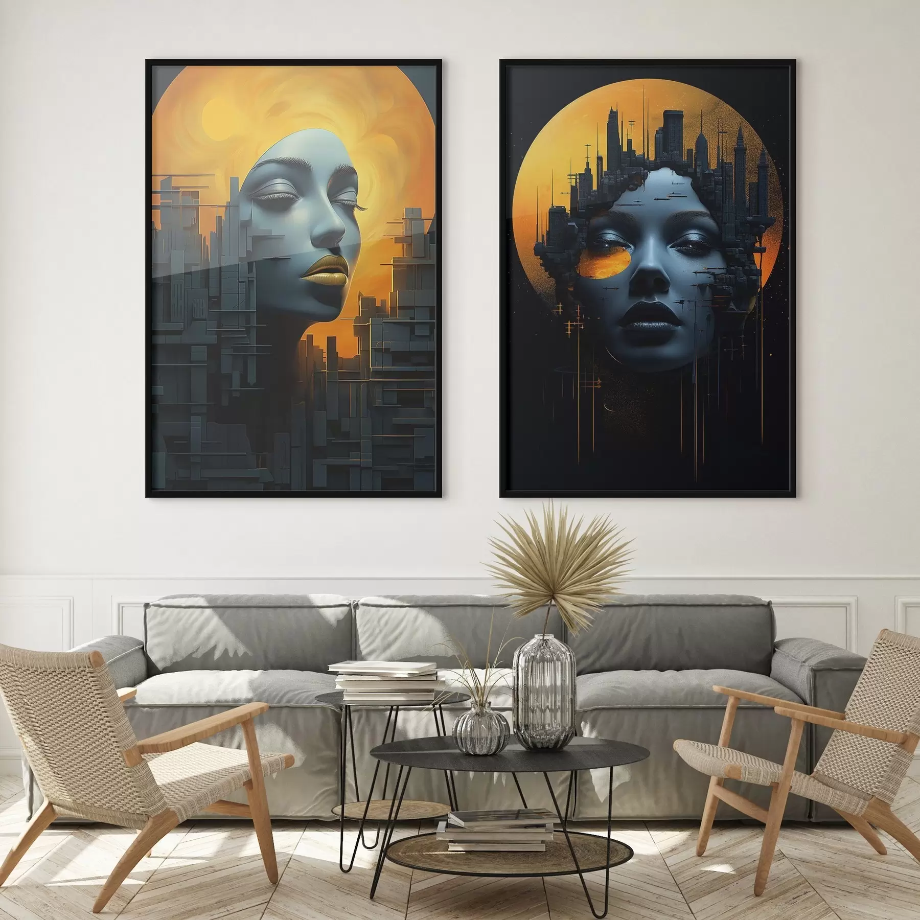 fotószőnyeg Egy lány portréja egy absztrakt városi háttéren d00618