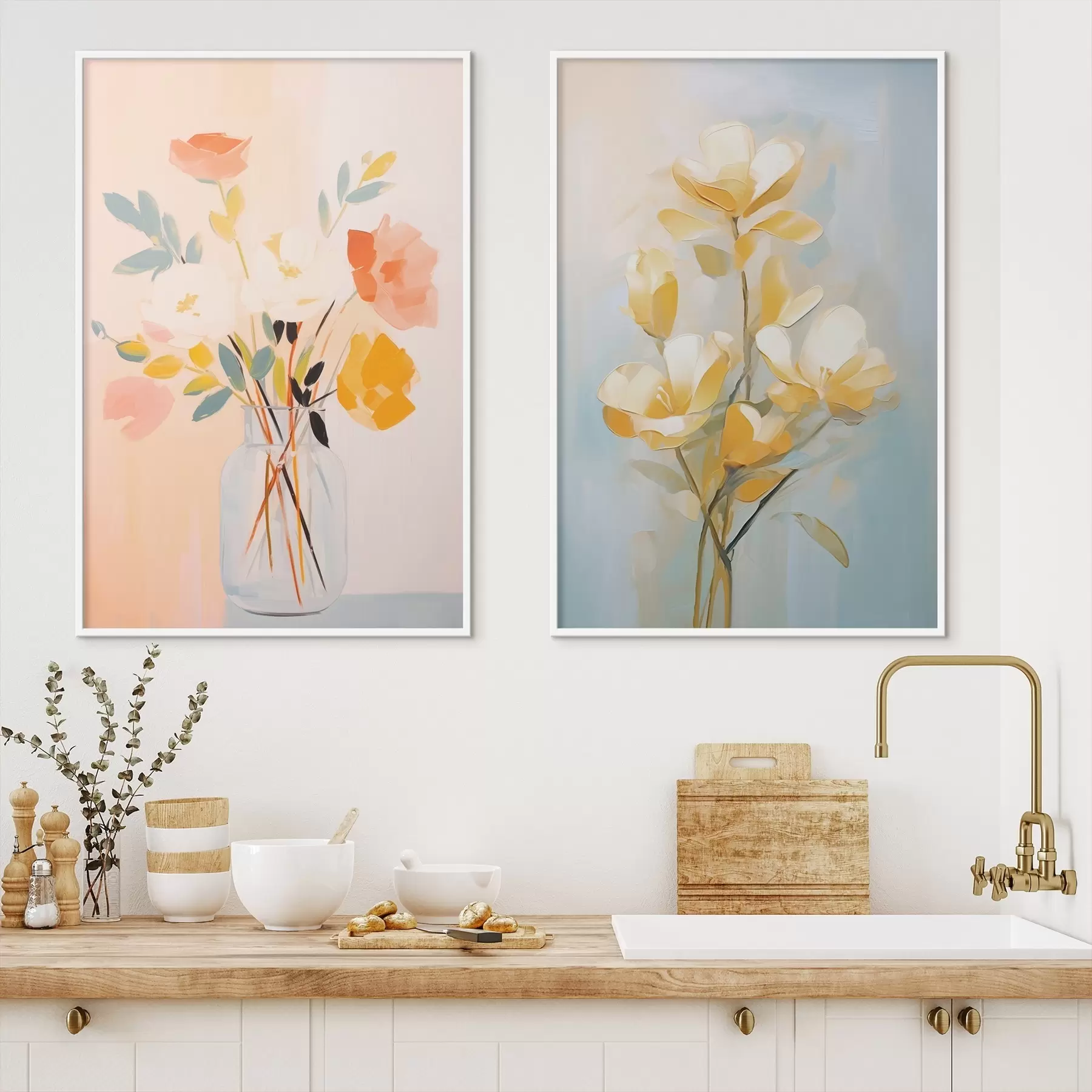 fotószőnyeg Virágok egy vázában: rajzolás az olajfestmény stílusában d00636