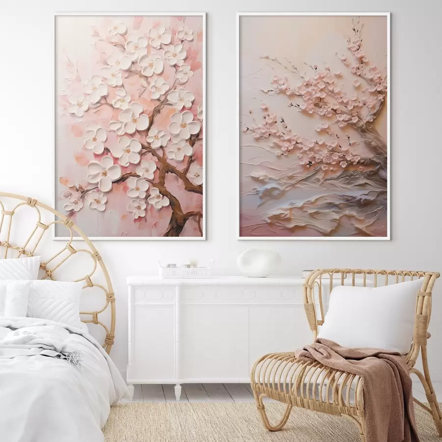 fotószőnyeg Virágzó sakura: kompozíció impasto stílusban d00638