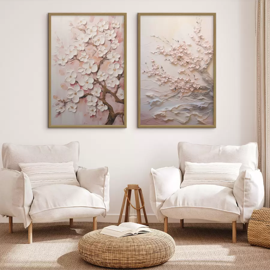 fotószőnyeg Virágzó sakura: kompozíció impasto stílusban d00638