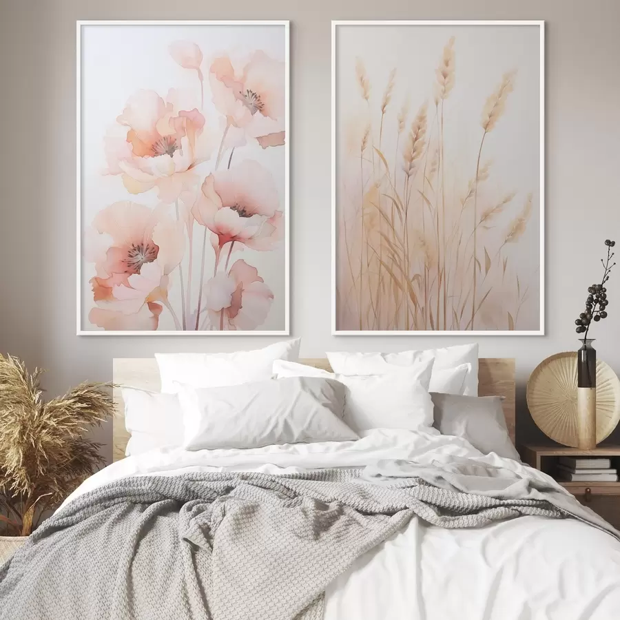 fotószőnyeg Pipacsok és kalászok imitációja akvarellel d00723