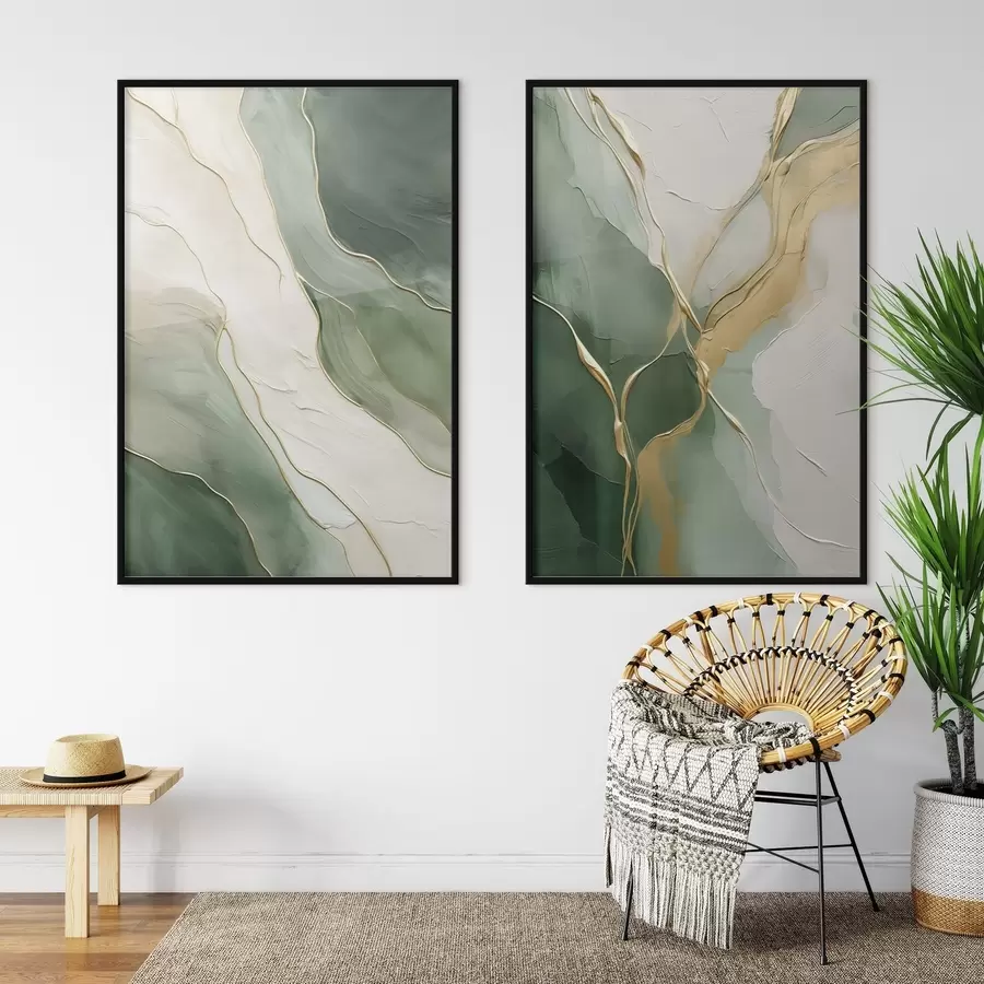 fotószőnyeg Smaragd hullámok sárga patakokkal d00764