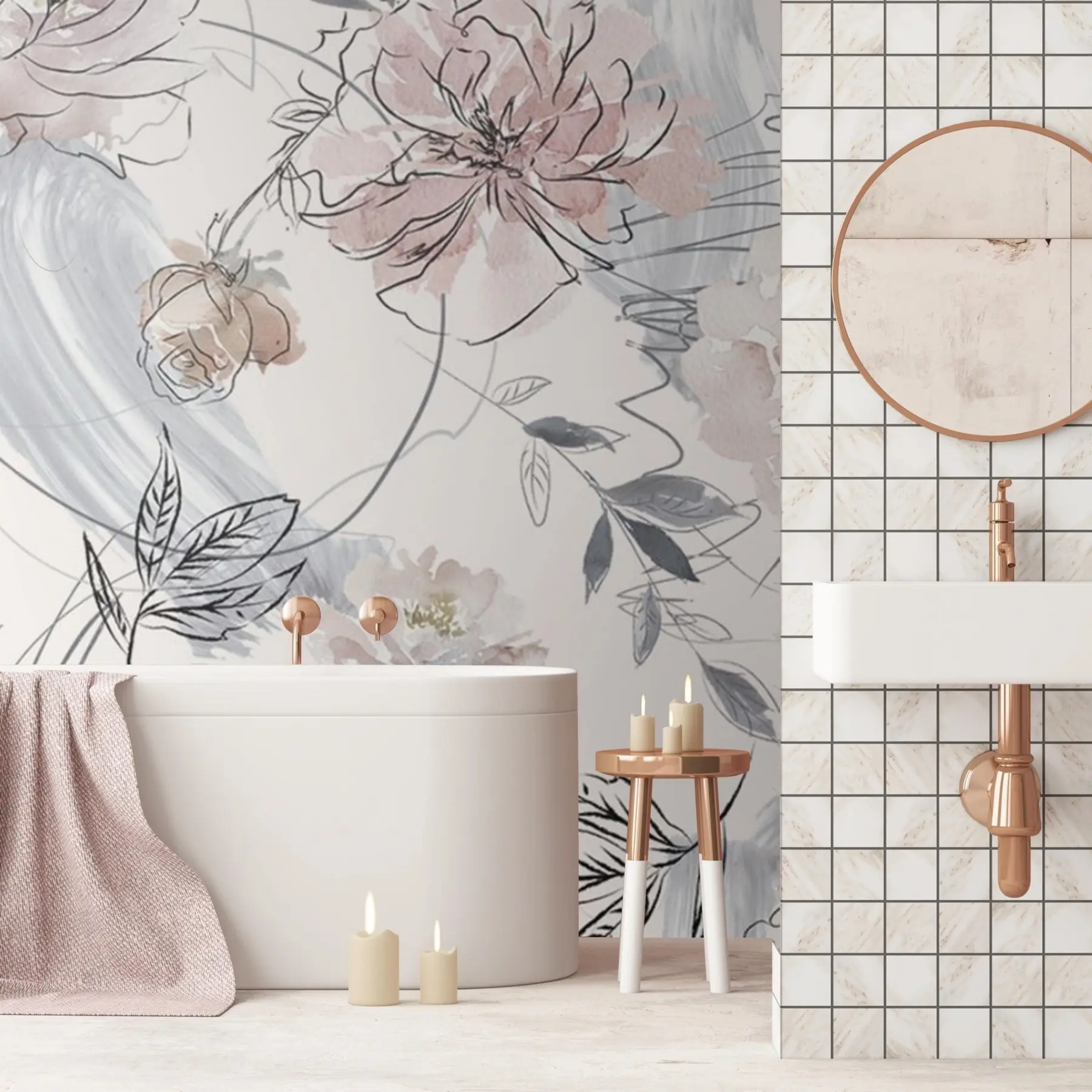 fotószőnyeg Akvarell virágok u71515