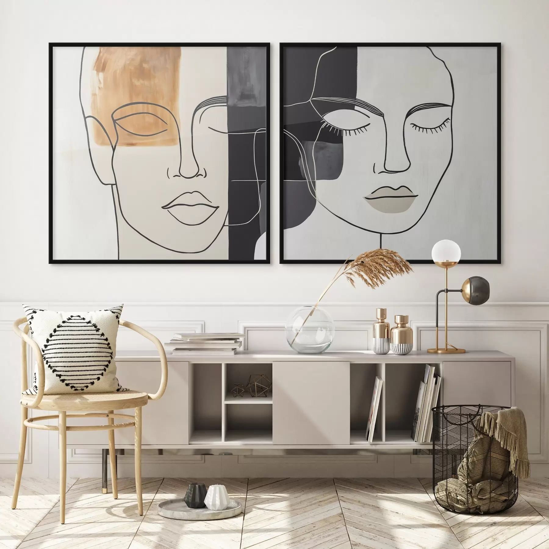 fotószőnyeg Egy férfi és egy nő absztrakt portréi d00720