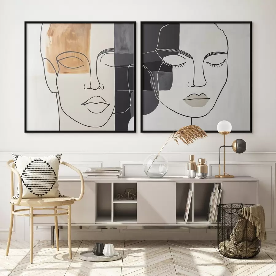 fotószőnyeg Egy férfi és egy nő absztrakt portréi d00720