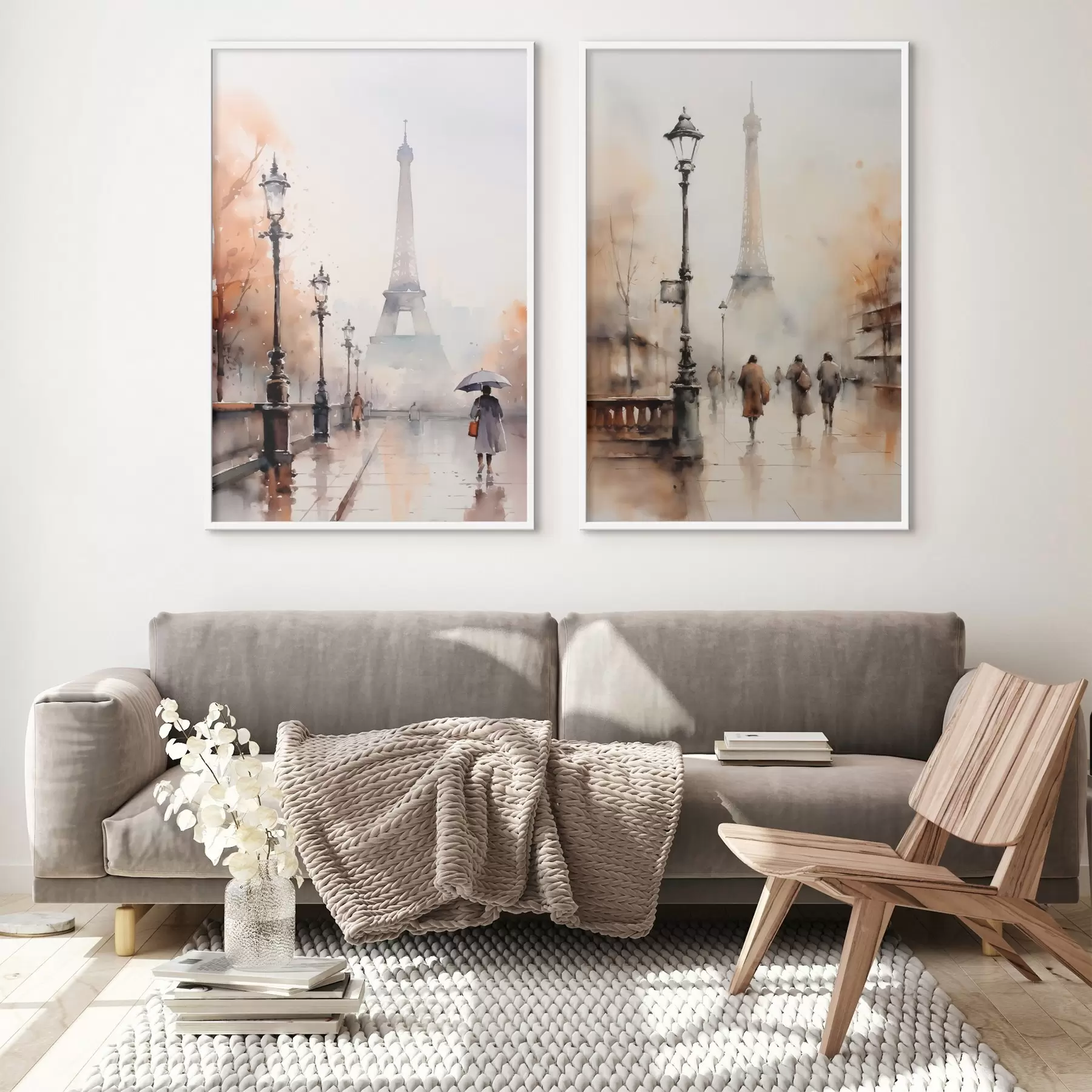 fotószőnyeg Esős őszi nap Párizsban, az Eiffel-torony háttérben és vintage utcai lámpákkal d00821