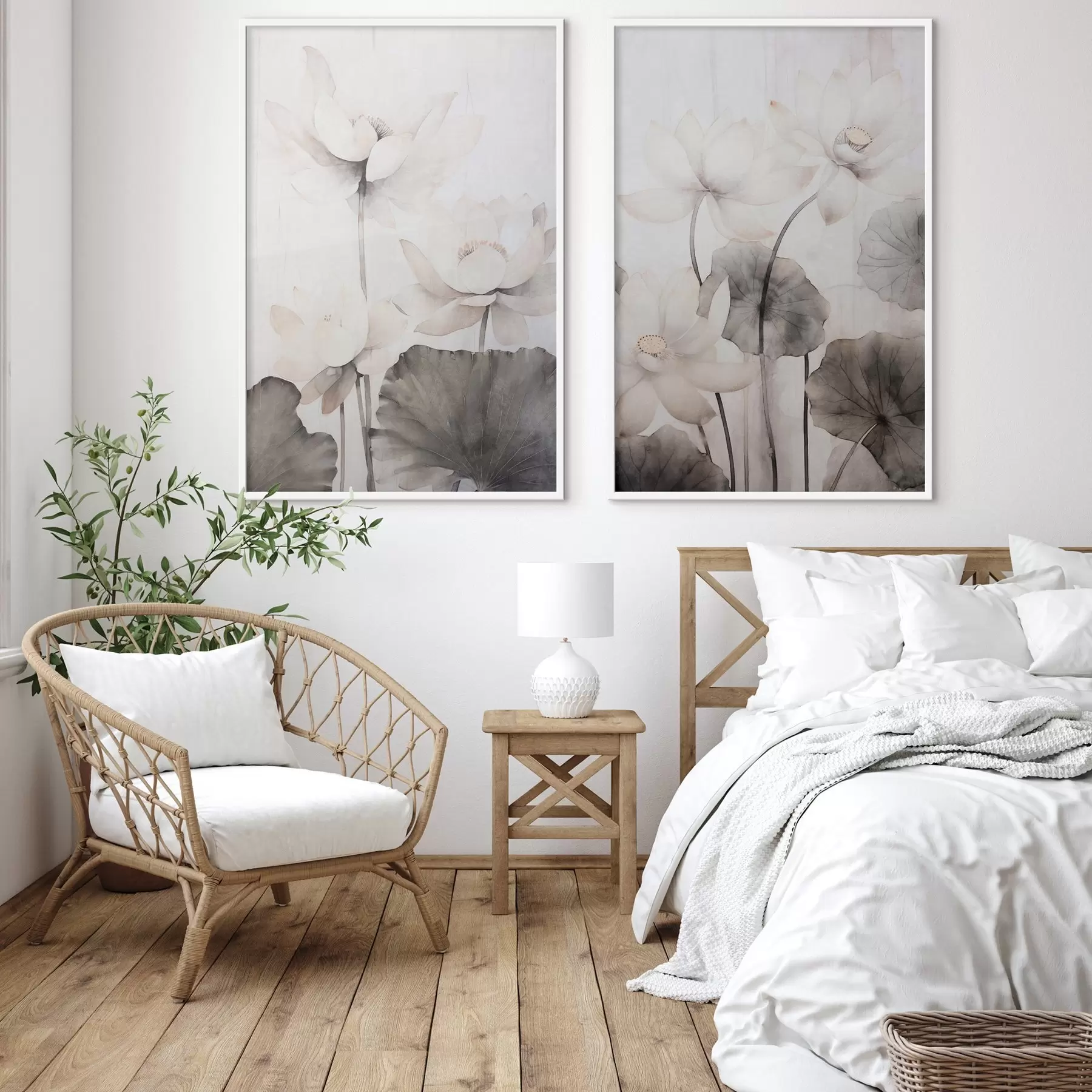 fotószőnyeg Fehér textúrájú lótuszvirágok sötét levelekkel, világos háttérrel, minimalista dizájn d00824