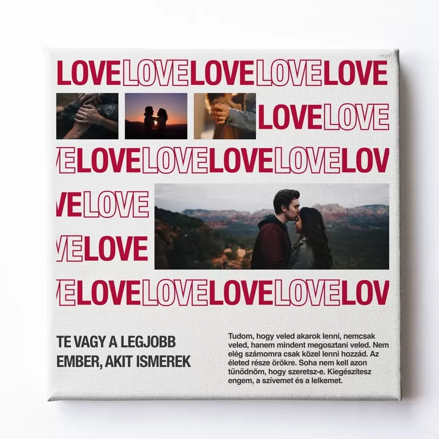 fotótapéta Fotókollázs vászonképen Valentin-napi ajándékként a saját fotódból s47531