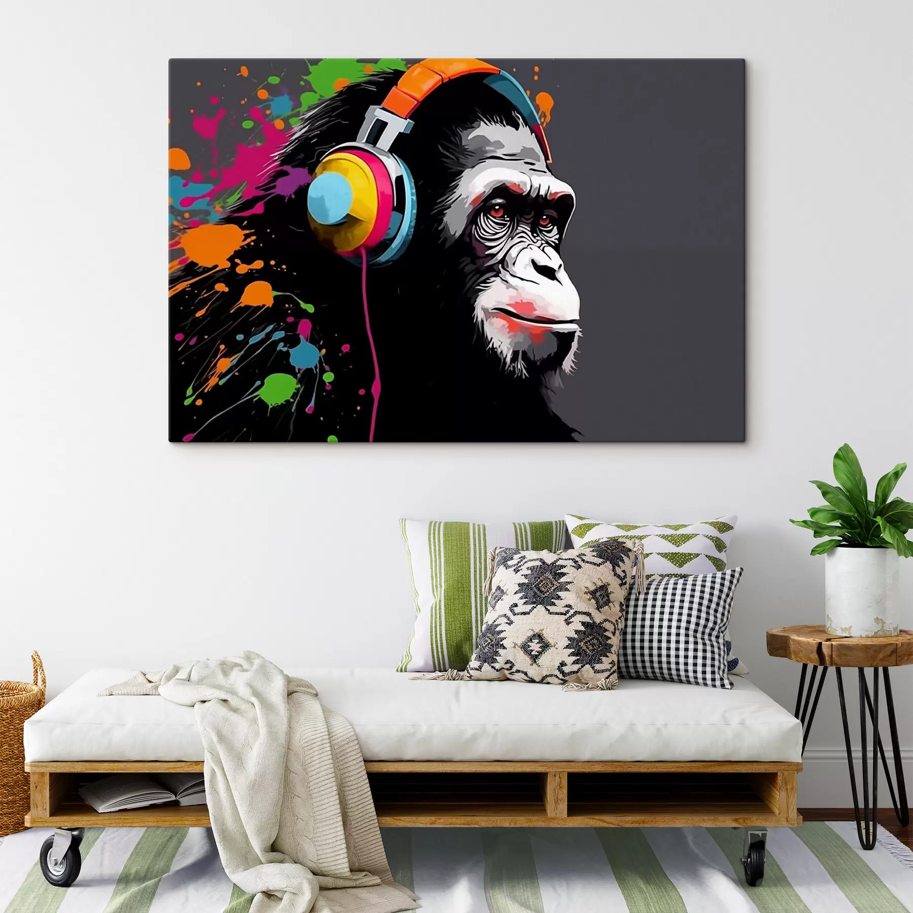 fotótapéta Fejhallgatóval ellátott majom s47385