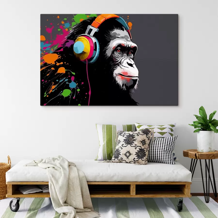 fotótapéta Fejhallgatóval ellátott majom s47385