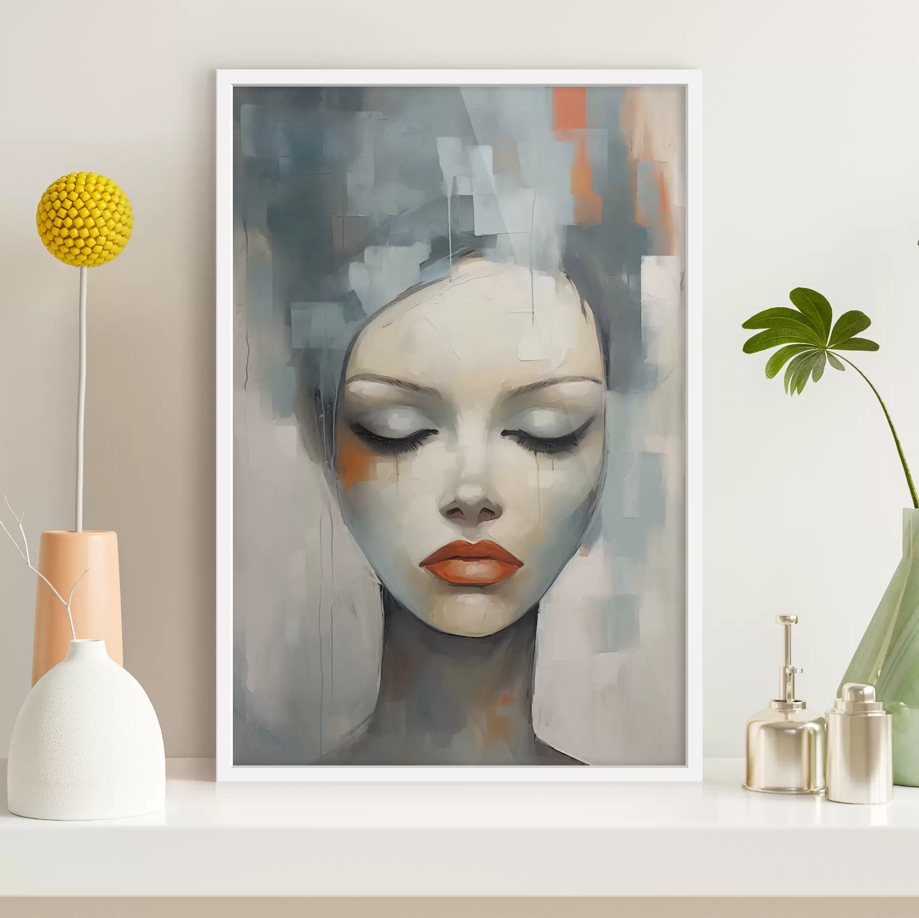 fotószőnyeg Absztrakt portré egy lányról f47365