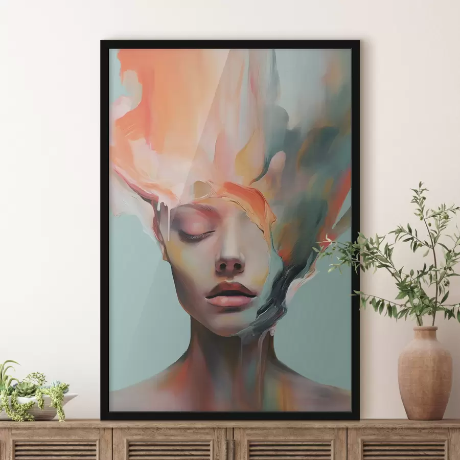 fotószőnyeg Absztrakt portré egy lányról f47389