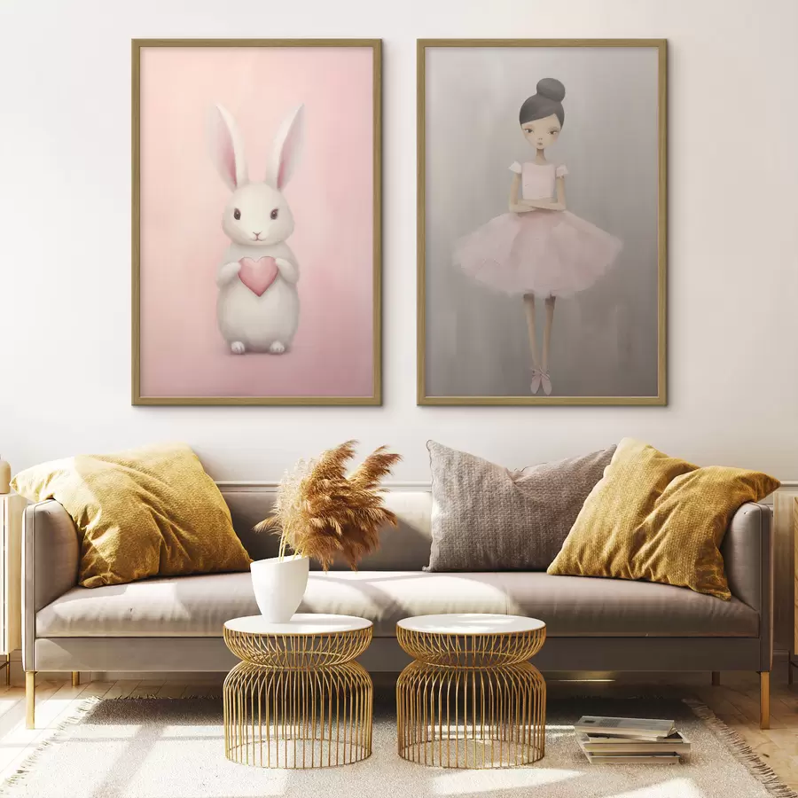 fotószőnyeg Nyuszi szívvel és balerina d01157