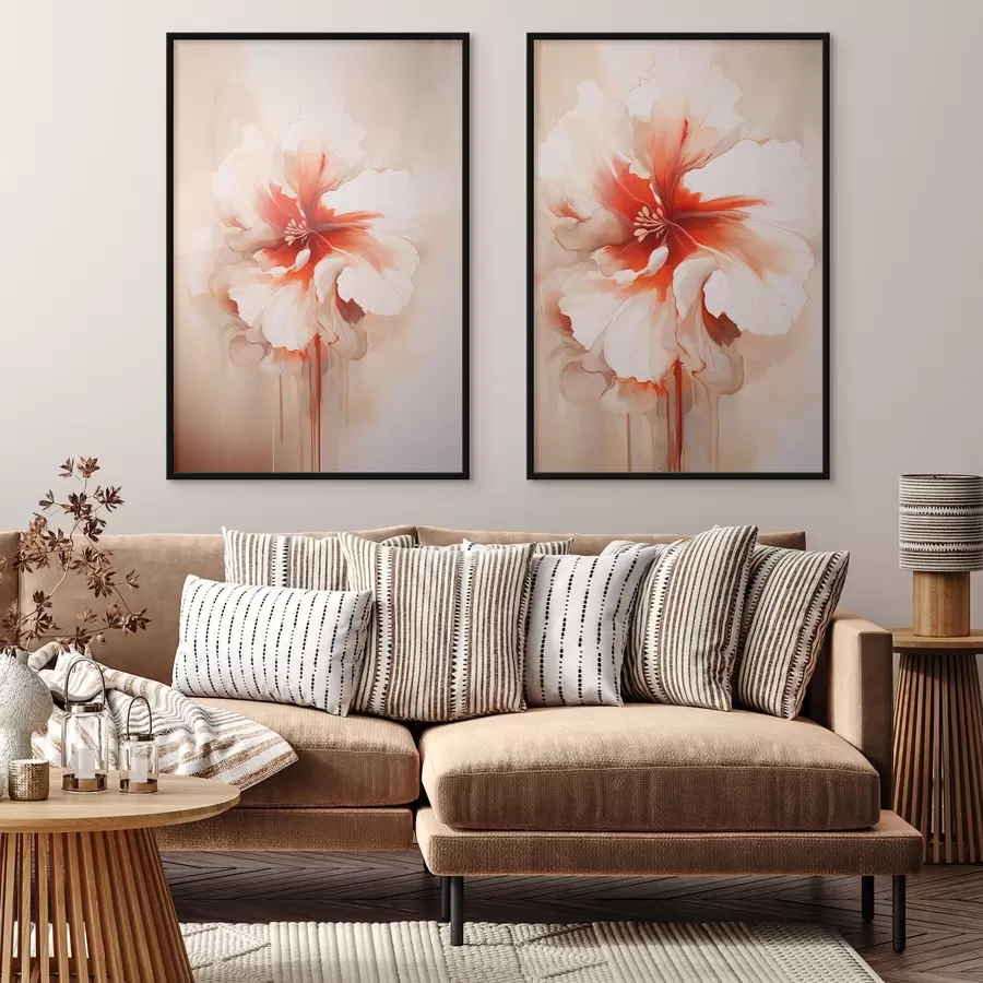 fotószőnyeg Fehér korallszirmok absztrakt háttér előtt, nyugodt kompozíció d01089