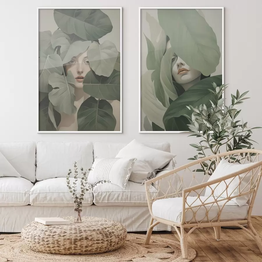 fotószőnyeg Lombok között álló lány portréja d01183