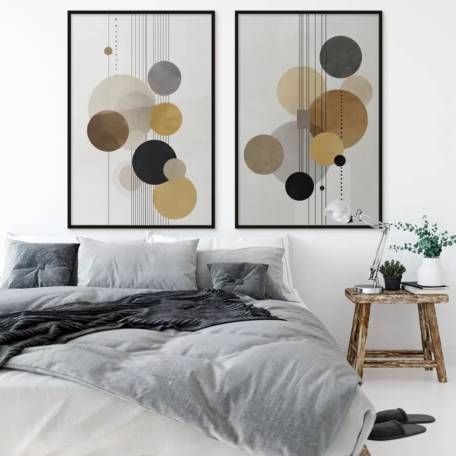 fotószőnyeg absztrakció körökkel és vonalakkal meleg színekben d01182